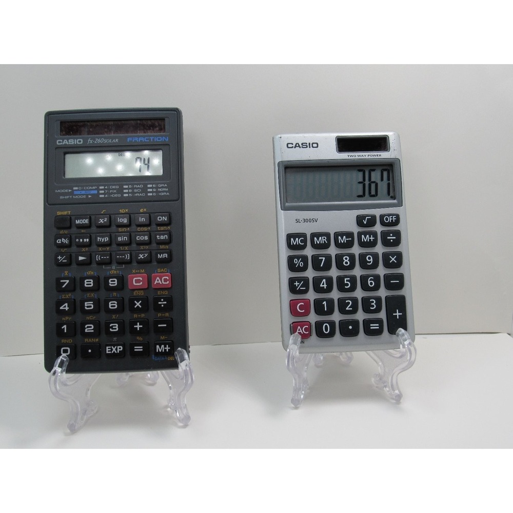 Casio Calculator fx-260 Solar‎ Scientific Fraction Gray Vintage Lot of 2
